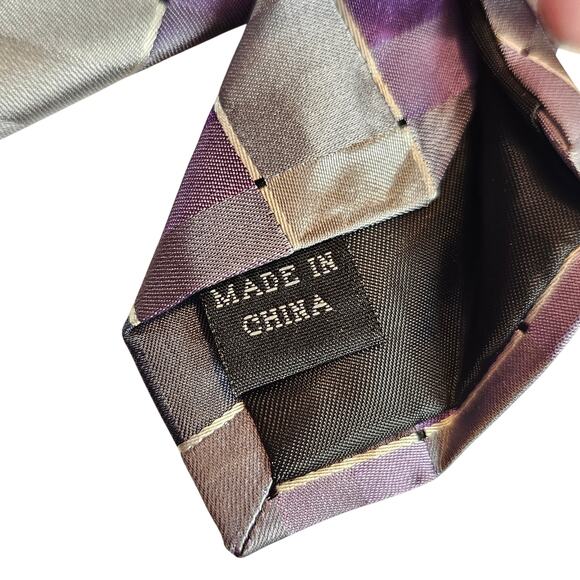 Mens Tie Purple Gray Geometric Silk 59" Classic 3.75"  Kenneth Cole Reaction - Picture 7 of 11